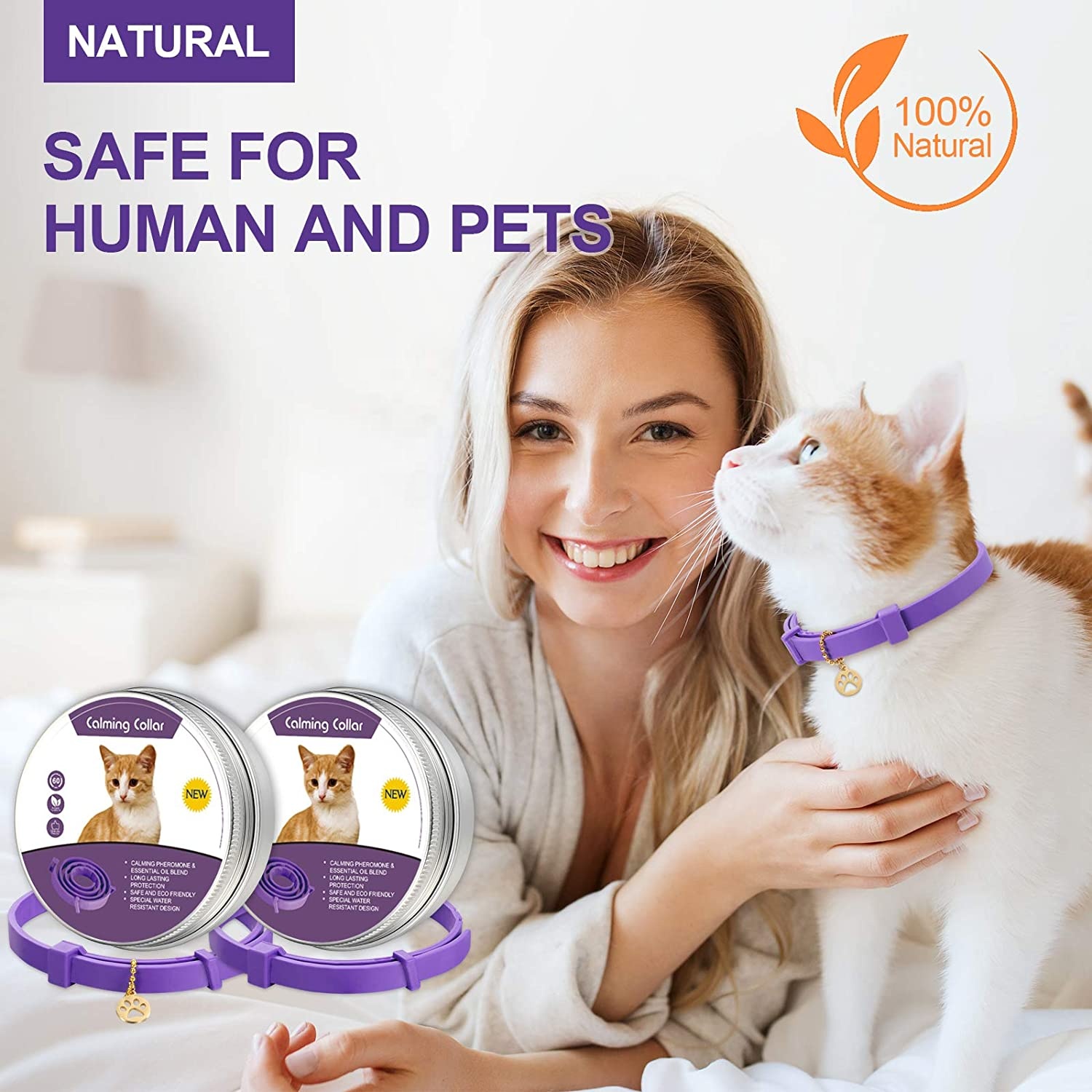 Chanson Factory Custom Logo Free Sample Nature Safe Waterproof Adjustable Pet Dog Cat Calming Collar For Dog Cat