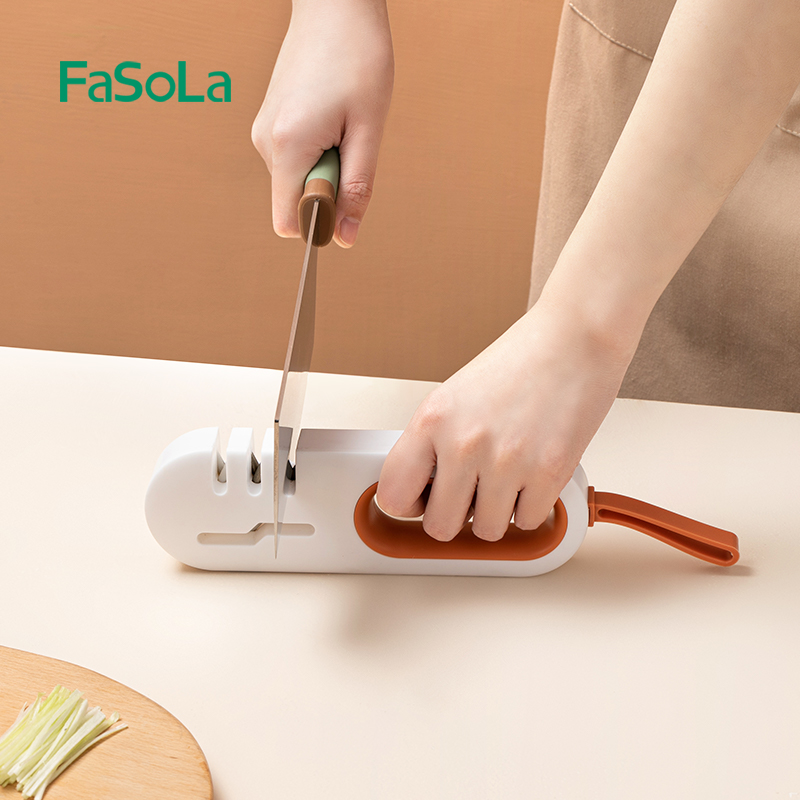FaSoLa кухонный нож шеф-повара ножницы Точилки для прямой зубчатых столовых ножей 4-х ступенчатый инструмент для заточки профессиональное Точило для кухонных принадлежностей
