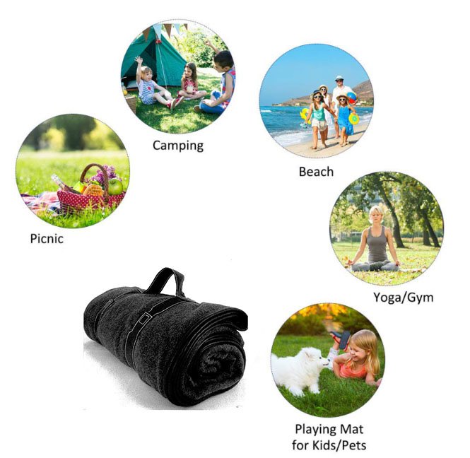 Camping Mat Hiking Festivals Outdoor Water-Resistant roll up picnic blanket with Waterproof PE