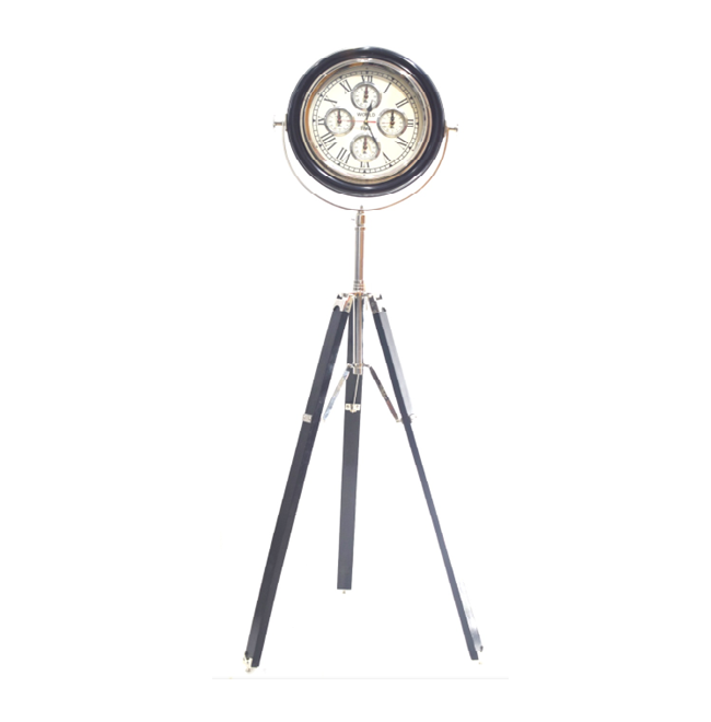 Antique 18-Inch Wooden Tripod Table Mechanical Roman Number Vintage Floor-Standing Needle Alarm Clock Home Decor Direct India