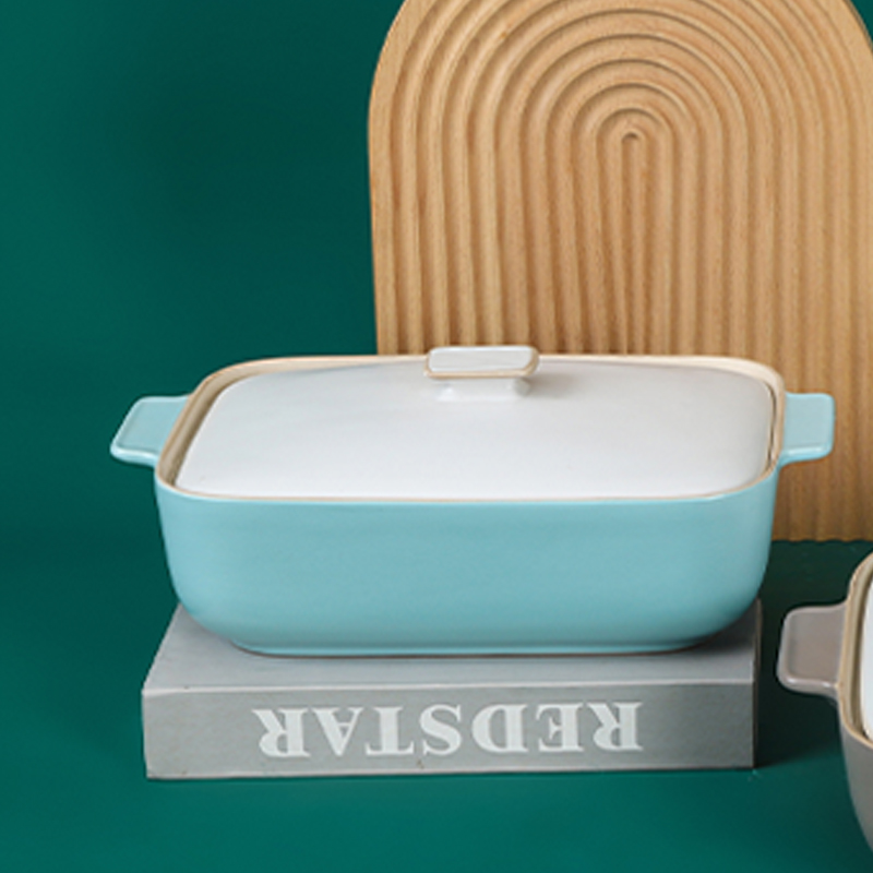 Nordic Style Oval Bake Ware Ceramic Bakeware Baking Pots And Pans Creme Brulee Bowl With Lid Oven Microwavable Safe
