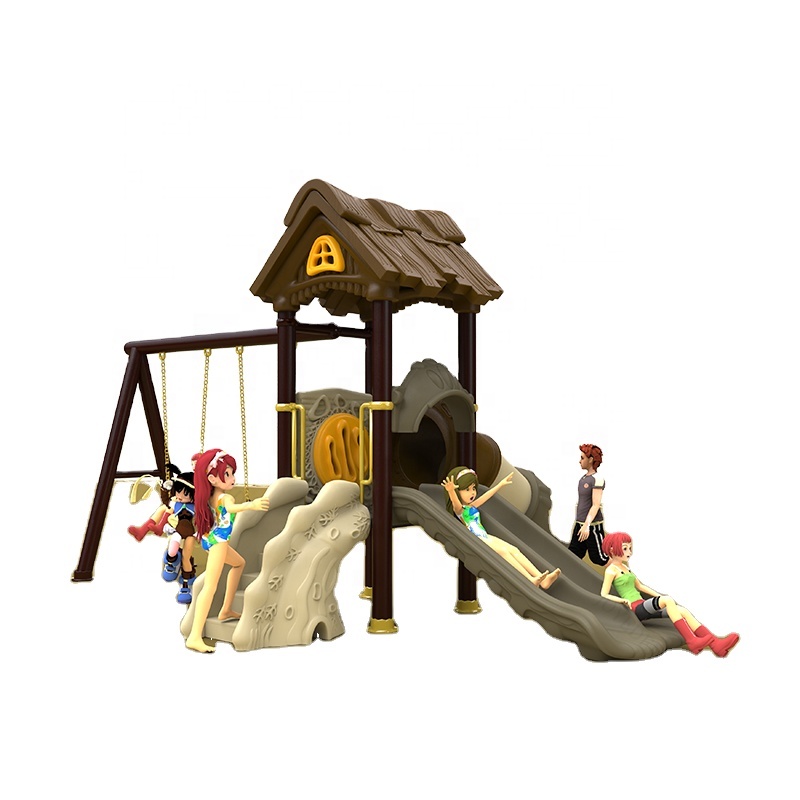 Custom Popular Commercial Kids Outdoor Playground Cheap Plastic Slide Swing Sets For Backyard