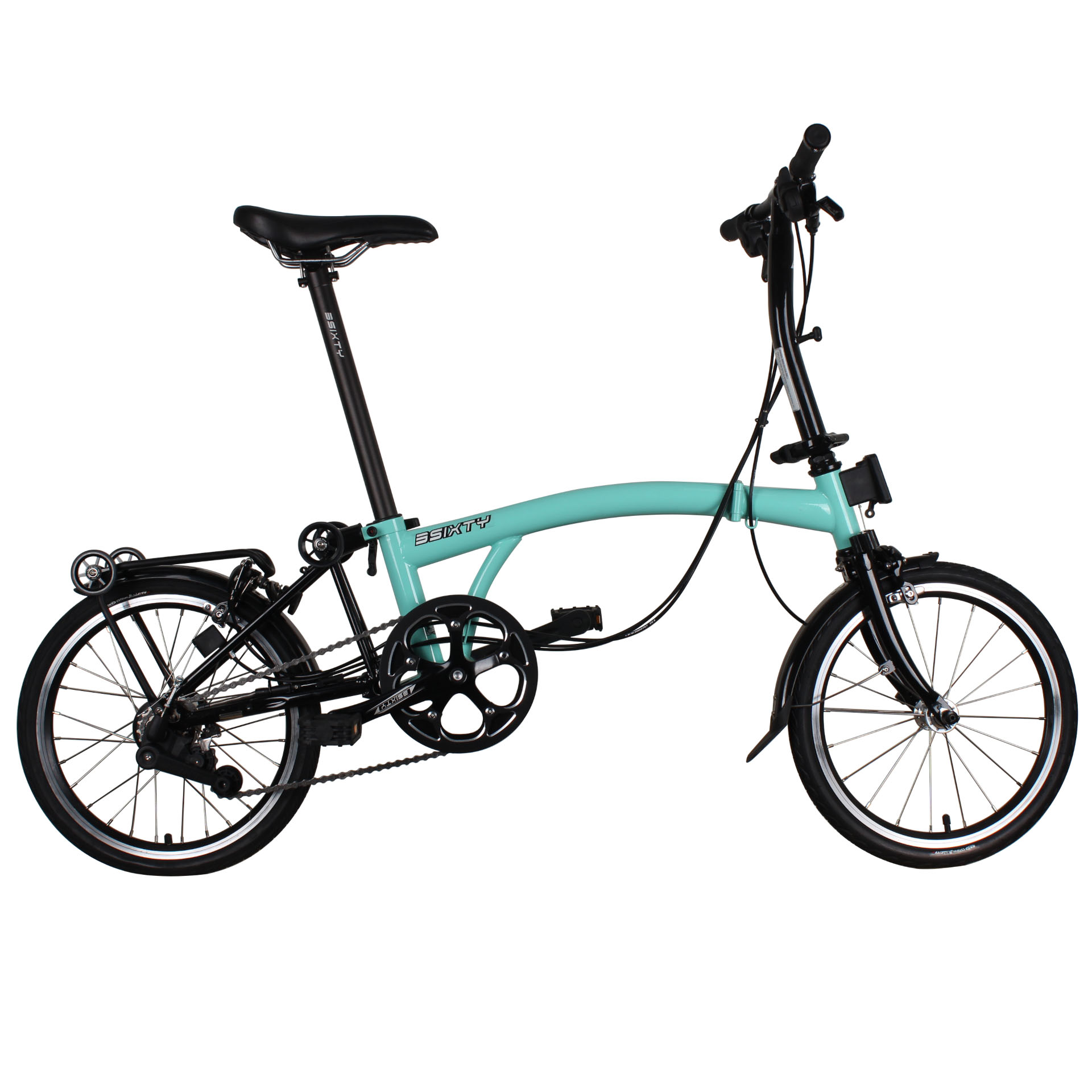 3Sixty Folding Bicycle 16 inch Y-Bar S6 Turquoise 6 Speed bike B75 upgrade Bike