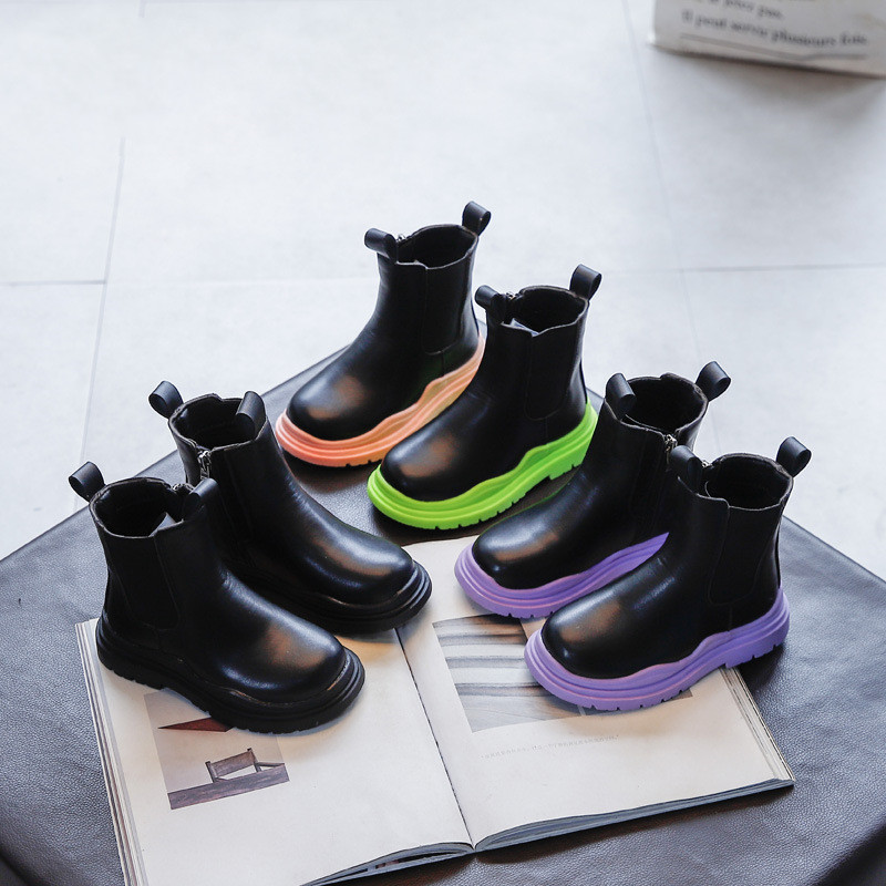 New Chelsea Boots Kids Ankle Boots Chunky Winter Shoes Platform Ankle Boots Slip Fashion Children Booties 2021