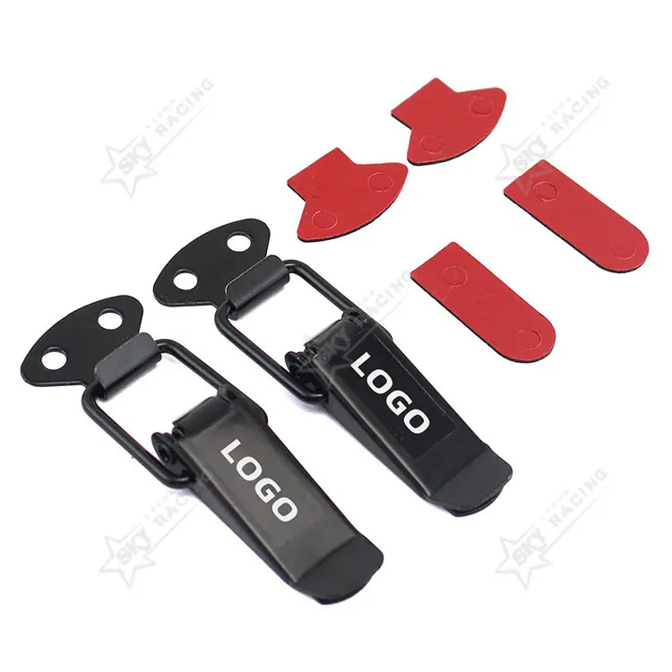 2 Pcs Small Big Style Iron Quick Release Fasteners Security Hook Lock Kit JDM Racing Universal Car Bonnet Bumper Clips with Logo