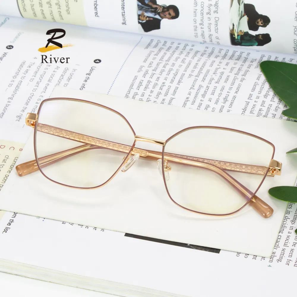 Hot Selling Quality Custom Multicolor Thin Eyeglass Metal Optical Eye Glasses For Women