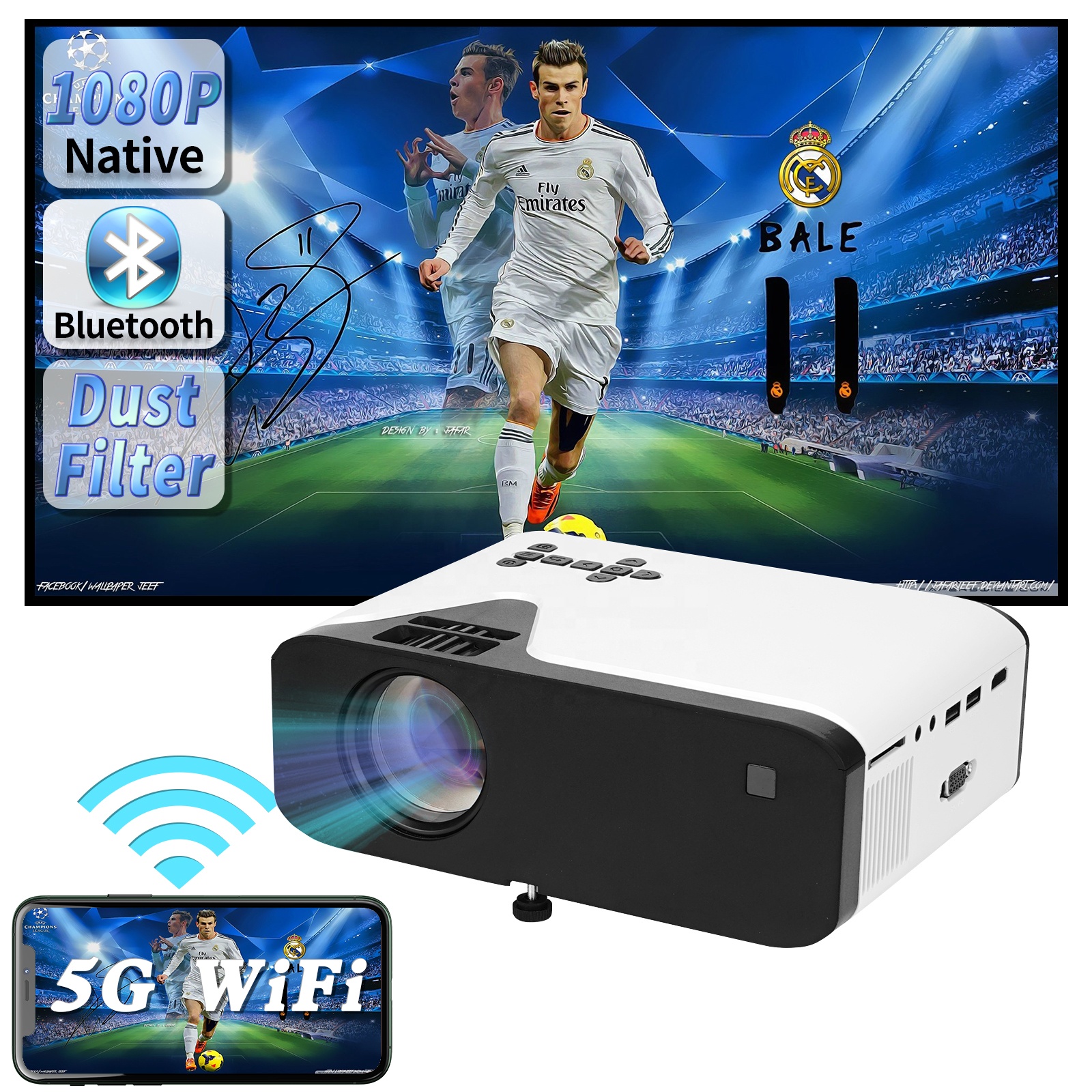 ZAOLIGHTEC OEM/ODM S20 Самый тихий мини-проектор full hd pico проектор 1080p android родной с батареей wifi для домашнего проектора