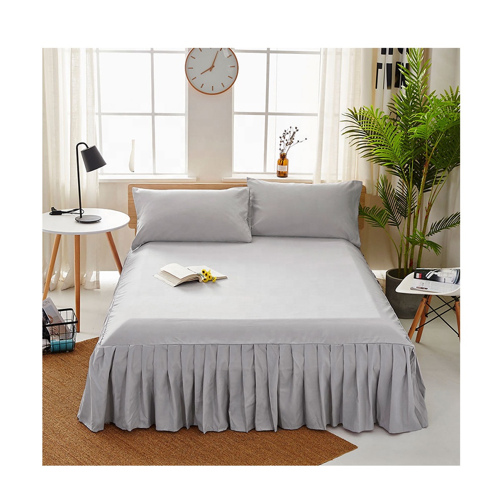 Custom Hotel quality Shrinkage Fade Resistant cotton Dust Ruffle Bed Skirt with 15 Inch Drop