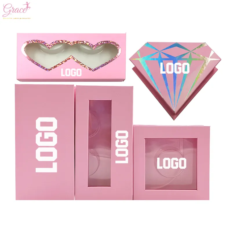 private label Own Brand custom glitter luxury square Rectangle diamonds-shaped-shaped magnetic false eyelash packaging box