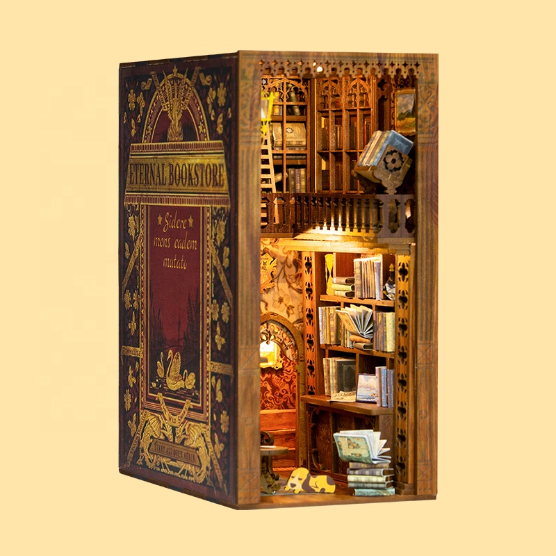 CuteBee вечный книжный магазин, 3D пазл, деревянные художественные наборы моделей книг, набор для самостоятельной сборки, миниатюрный набор, книжный ноок для взрослых