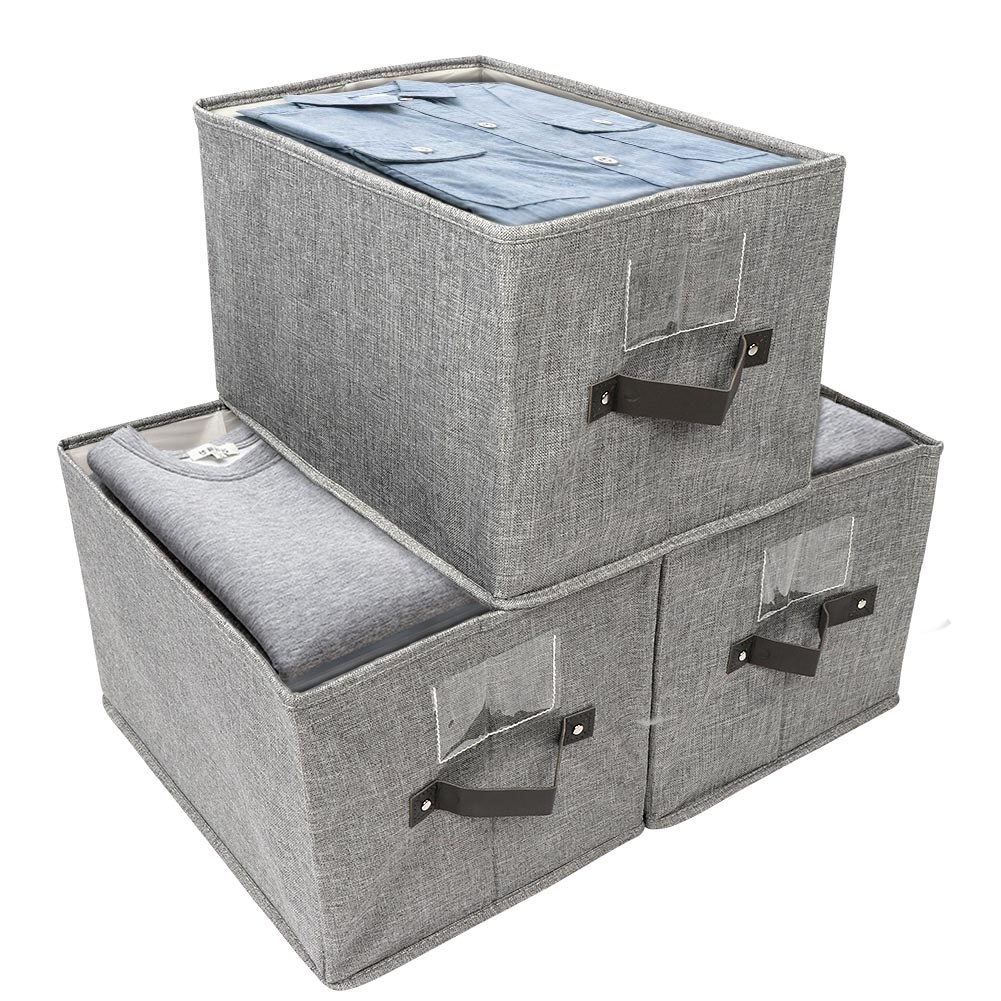 OurWarm 38x26 см x 24 см, серый складной Штабелируемый войлочный ящик для хранения одежды, ящики, корзины для хранения