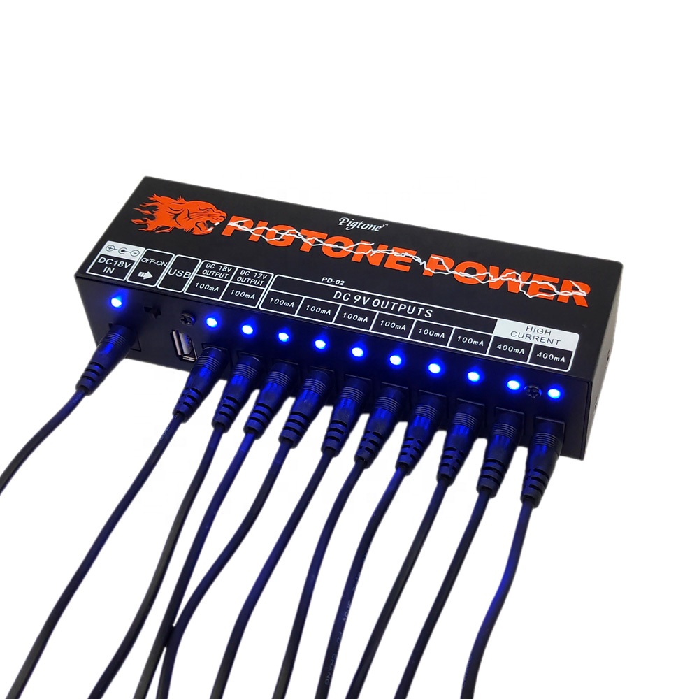 Pigtone PD-02 гитарной педали источника питания 10 способ изолированный выход питания аксессуары электрическая гитара Эффект мощности с USB