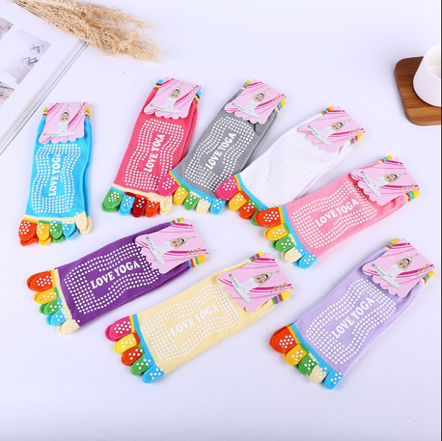 Yoga socks women cotton dot glue non slip five finger socks safety professional indoor sports fitness