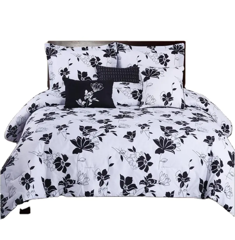 Hot sale printed 10 pieces comforter set luxury bedding