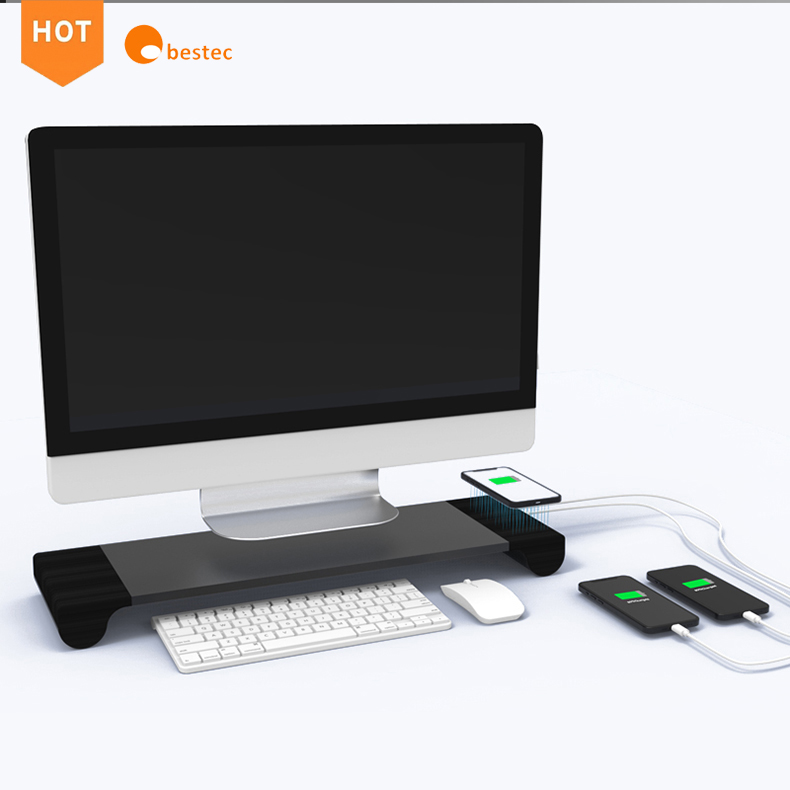 Лидер продаж на Amazon, подставка для монитора с USB-портами, беспроводное зарядное устройство для мобильного телефона
