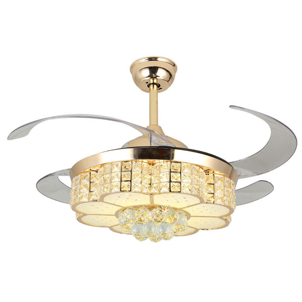 Indoor ceiling fan ABS blade with fan ceiling light speaker 42 inch 52 inch golden bird's nest luminous LED