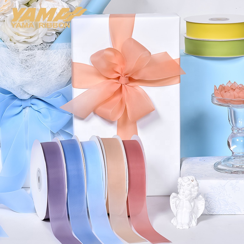 Yama ribbon factory new arrival free sample 25mm 100 yards thin and light gift wrapping nylon jelly ribbon