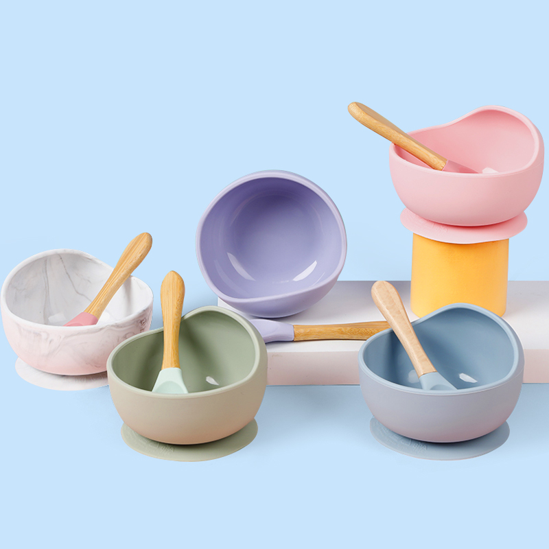 Legenday Hot Seller Silicone Baby Bowl Colorful Tableware Silicone Baby Feeding Suction Bowl With Spoon