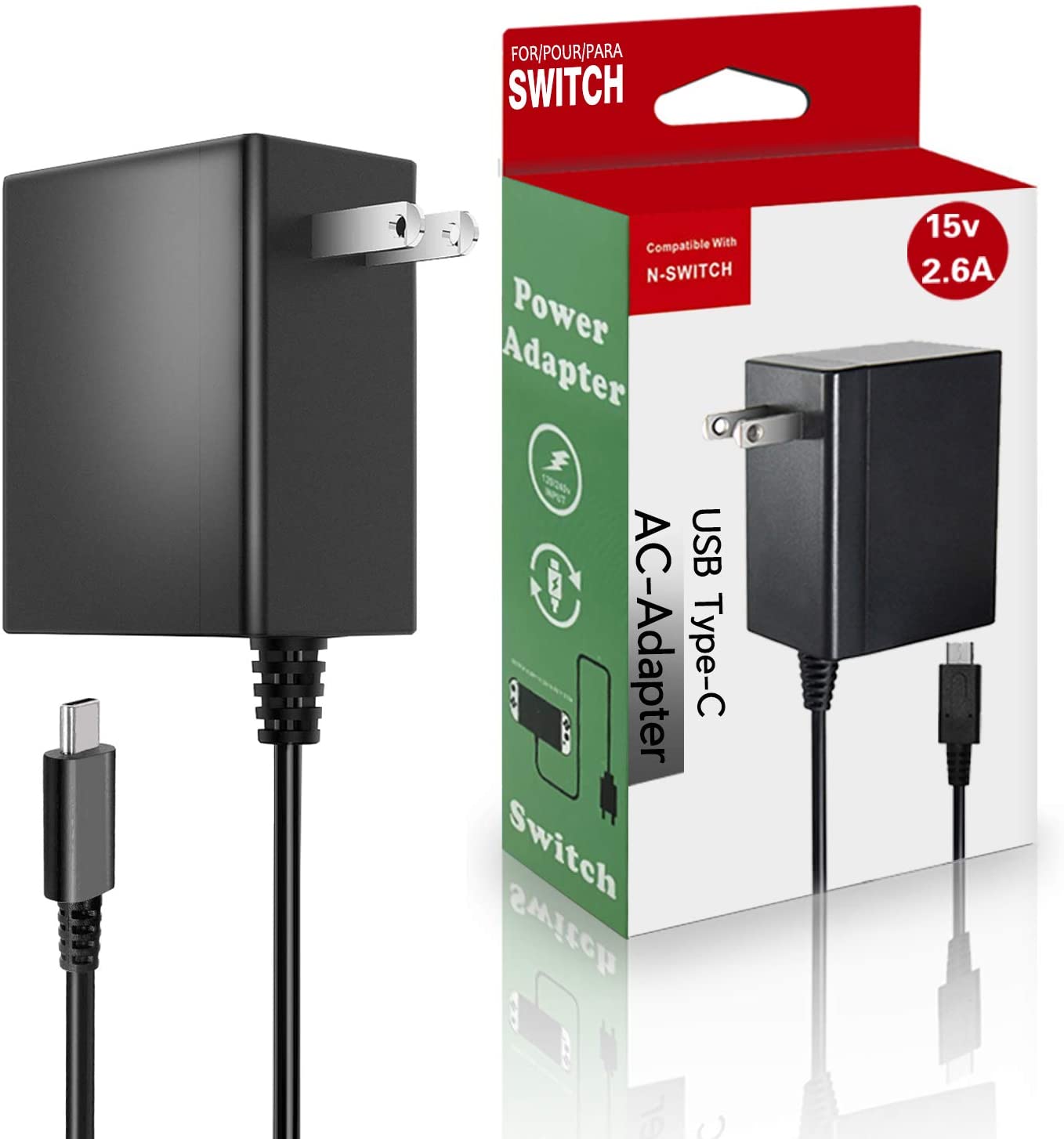 USB-C Charger for Nintendo Switch Travel Wall Charger AC Adapter Power Supply Replacement for Nintendo Switch