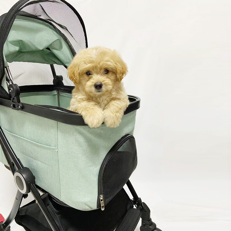 Portable Wholesale Cat Dog Stroller with Storage Basket Foldable Lightweight Dog Carrier Trolley Jogging Pet Travel Outdoors Dog