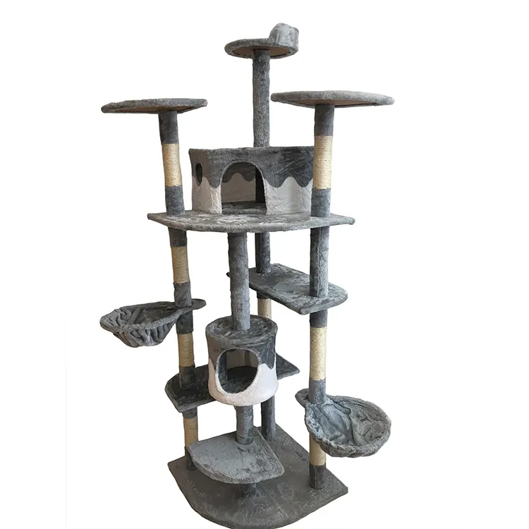 Indoor Cat Furniture Tree Large Cat Scratcher Tree Tower For Big Pet Wooden Cat Tree House