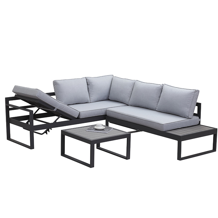 Hot sale outdoor garden furniture set patio furniture aluminum sofa with lounge bed