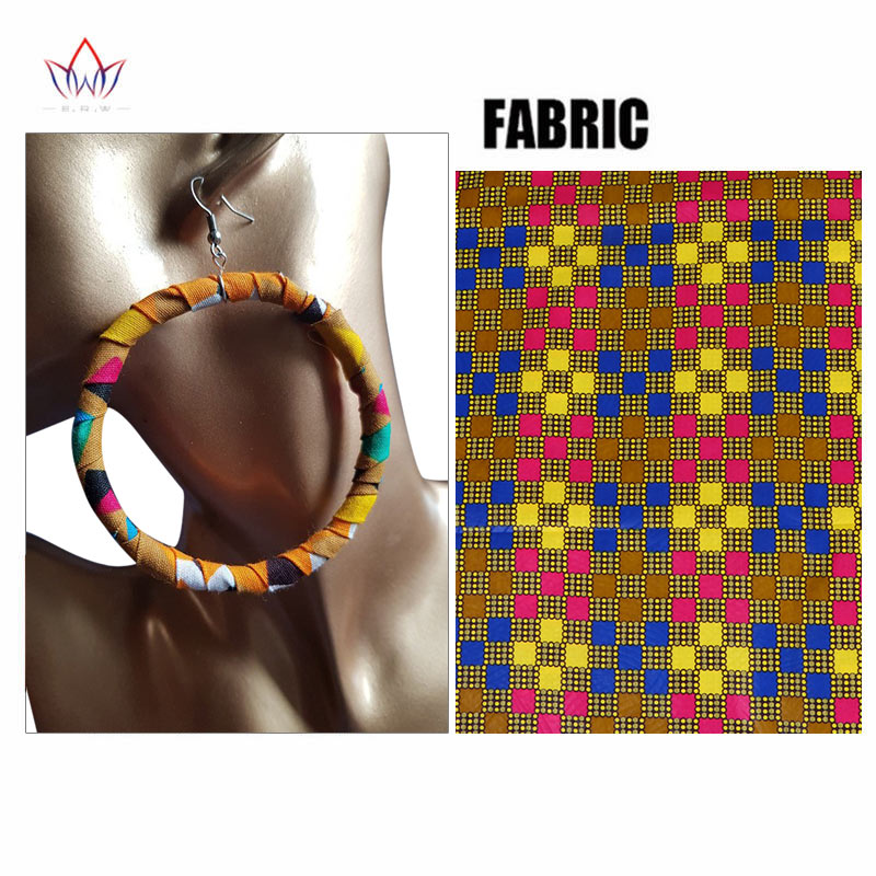 African Cloth Fabric Earrings Handmade Earrings with Tassels for Women African Print Ankara Big hoop Earrings WYB406