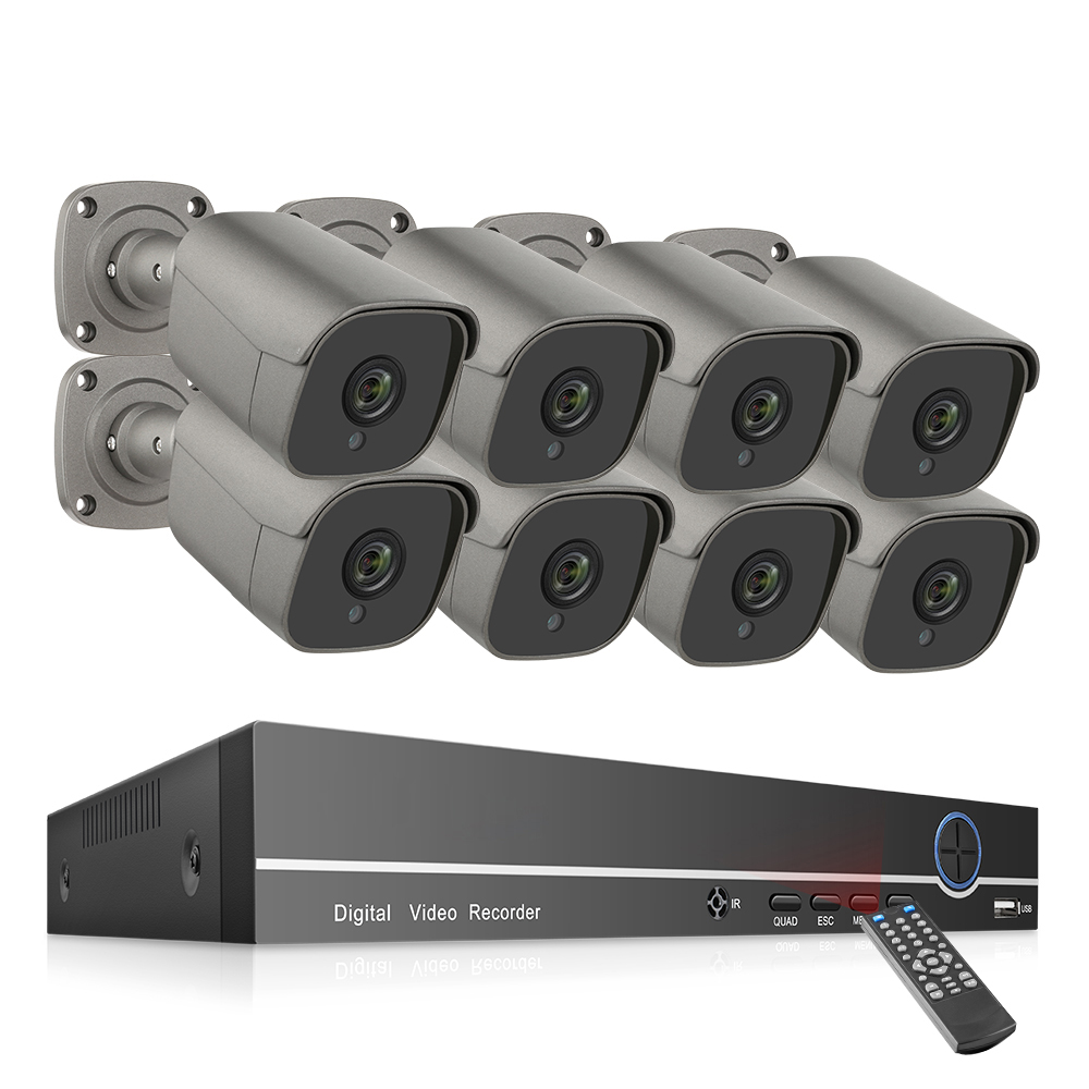 Наружная ИК система ночного видения CCTV H.265 8Ch 5MP POE NVR Kit Обнаружение движения человека IP цилиндрическая камера
