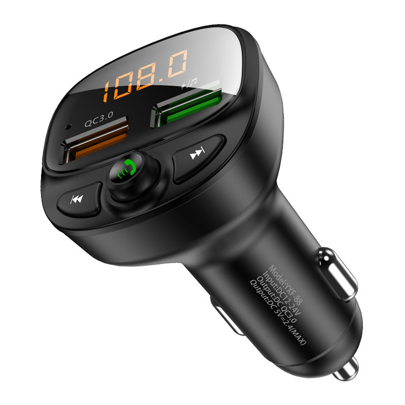 Быстрое зарядное устройство с двумя USB-портами, Fm-трансмиттер, беспроводной музыкальный mp3-плеер, автомобильное зарядное устройство, адаптер на заказ