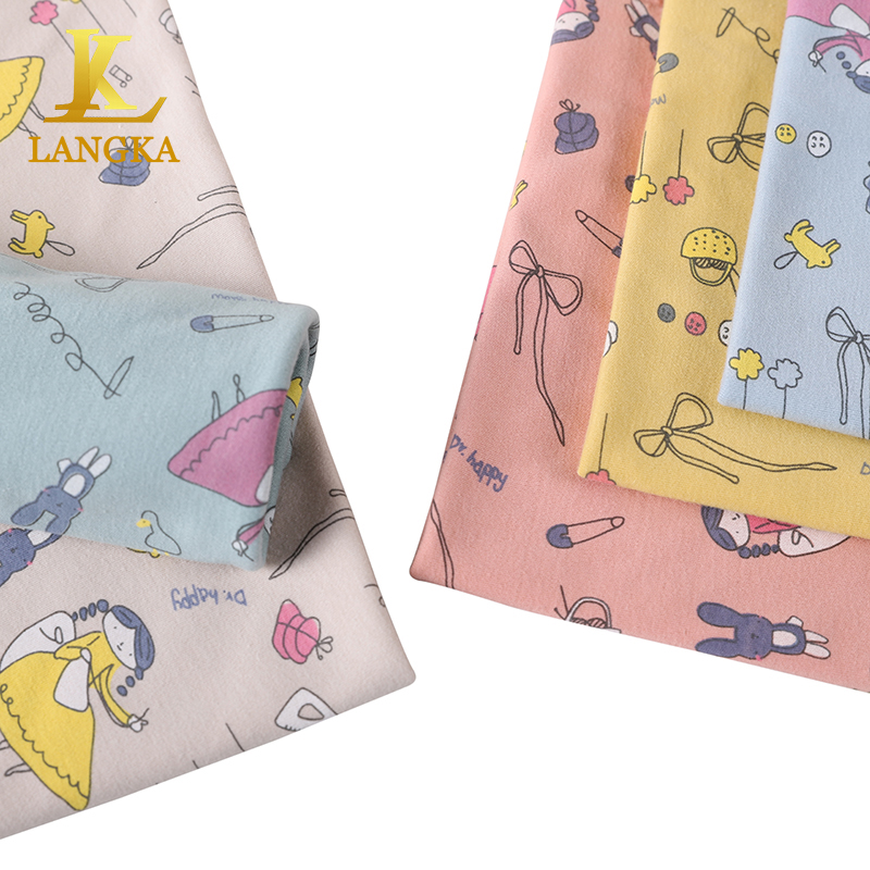 Langka 40S 100% хлопок экологически чистая ткань с принтом для детской пижамы и одежды