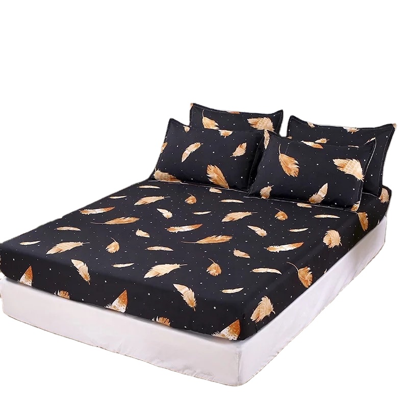 Black design digital custom print pillow case bedspread bed cover