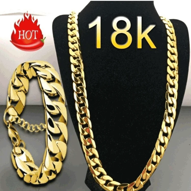 Золотое колье 18 K Позолоченные 6 мм боковые подойдет в качестве подарка как для мужчин, так и для