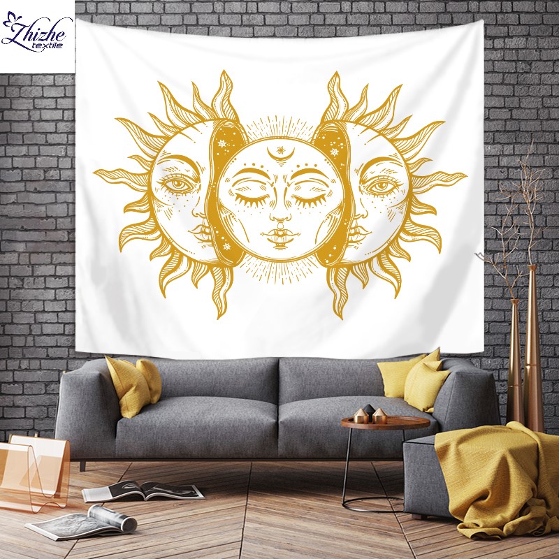 3D style Burning Sun and Moon star Tapestry 59'' X 82.6'' inch