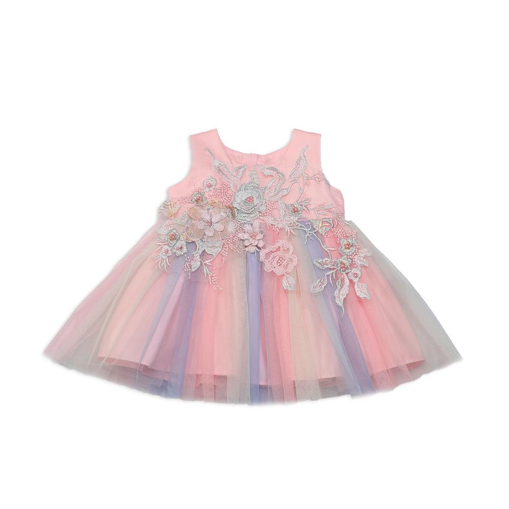 Infant Clothing Colorful 0-2 Year Baby Clothes Wholesale Toddler Wedding Party Prom Dresses