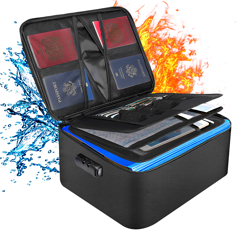 Multi-Layer Portable Liquid Silicone Coating File Storage Large Capacity Fireproof Document Bag With Zipper