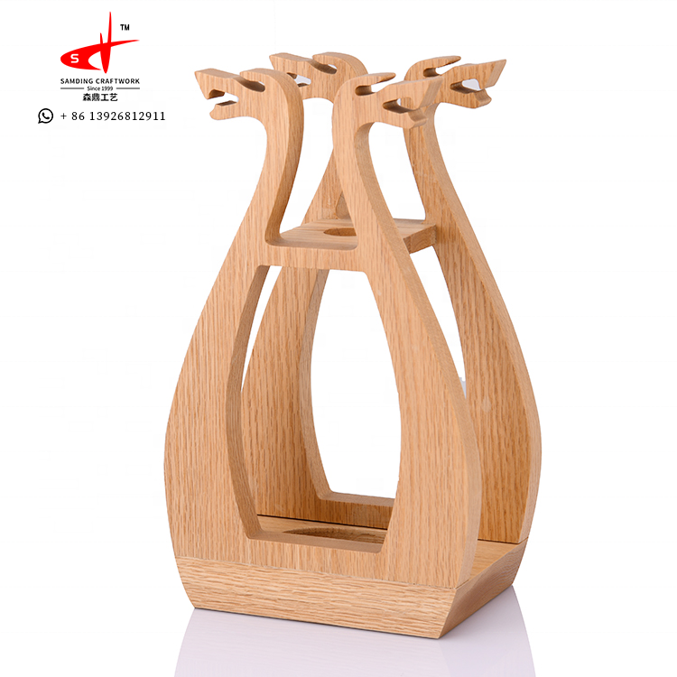 SAMDING box manufacturer unique dragon design solid wood magnetic wine holder