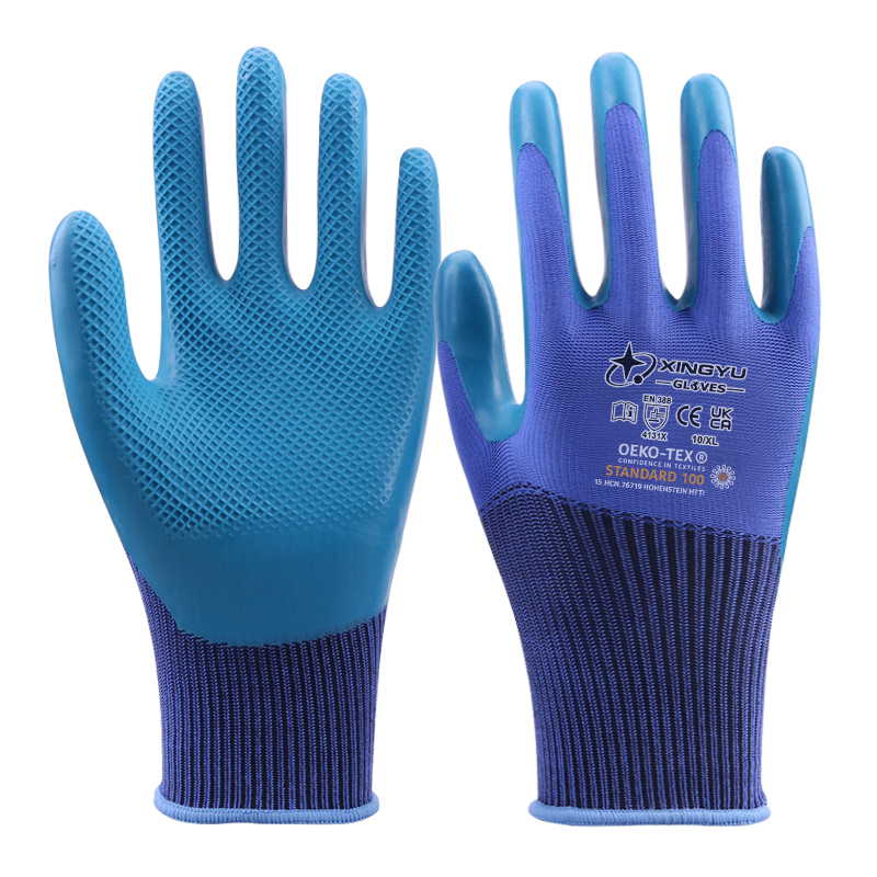 15Gauge Garden Gloves latex rubber coated wrinkle palm construction Labor architecture handling working gloves for hand