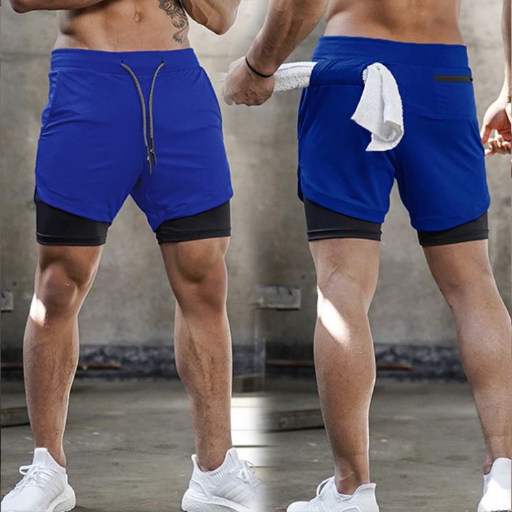 Men 2 in 1 Running Shorts Jogging Gym Fitness Training Quick Dry Beach Short Pants Male Summer Sports Workout Bottoms Clothing