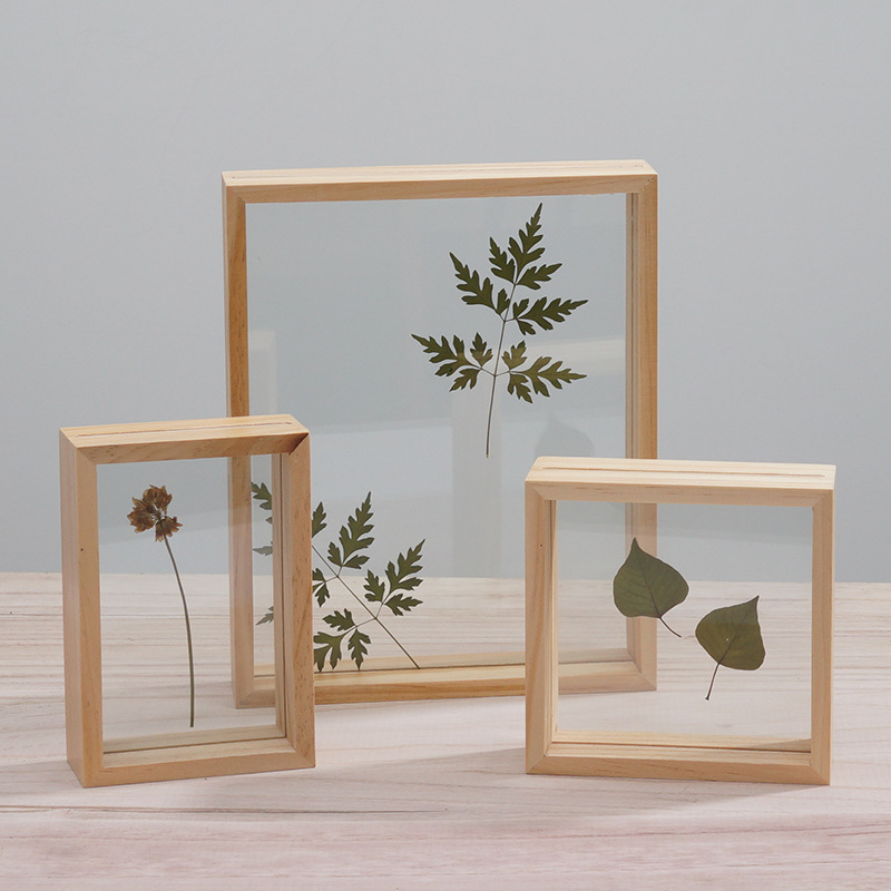 Factory Selling MDF DIY Indoor Advertising Poster Display Double-sided glass specimen photo frame with color custom