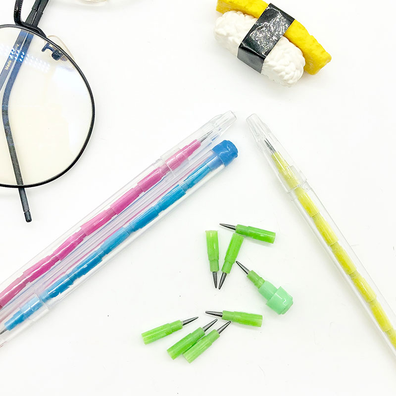 Maxwri Plastic Bullet Push Pencil HB Mulit-Head Creative Push Point Pencil Non-Sharpening For School Kids Promotion