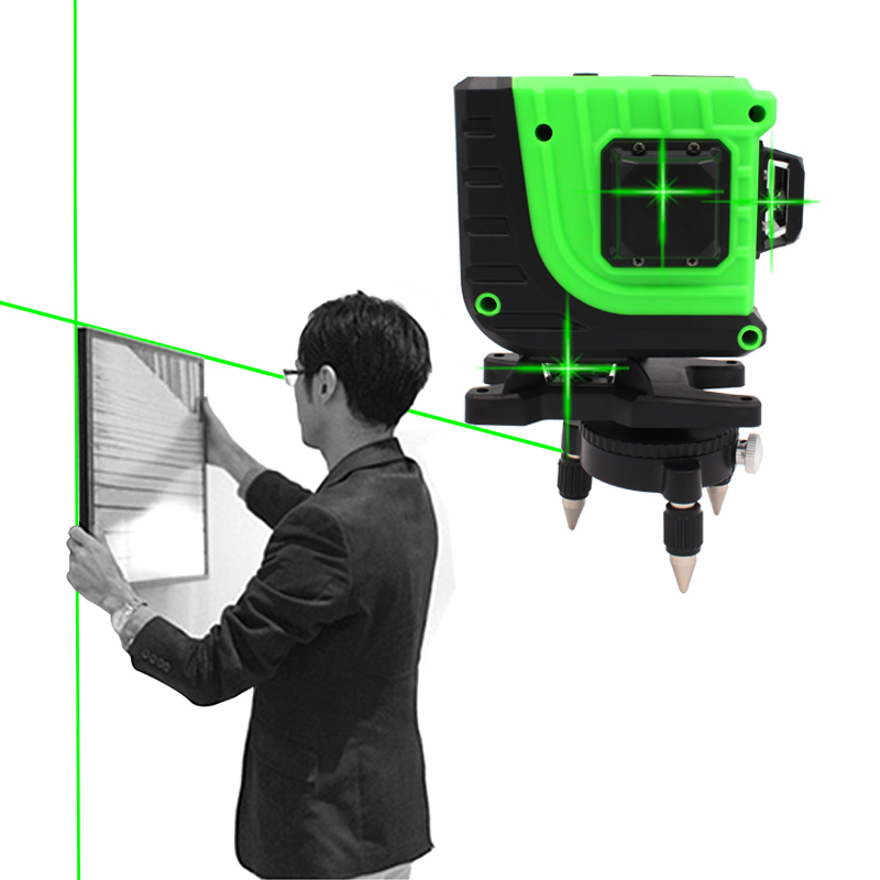 JSPERFECT 2021 Новый дизайн 12 линий 3d osram зеленый луч автоматический саморегулирующийся 360 Поворотный лазерный уровень