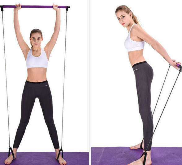 Professional convenient womens body stretch pilates stick gym high quality custom yoga leggings resistance bar