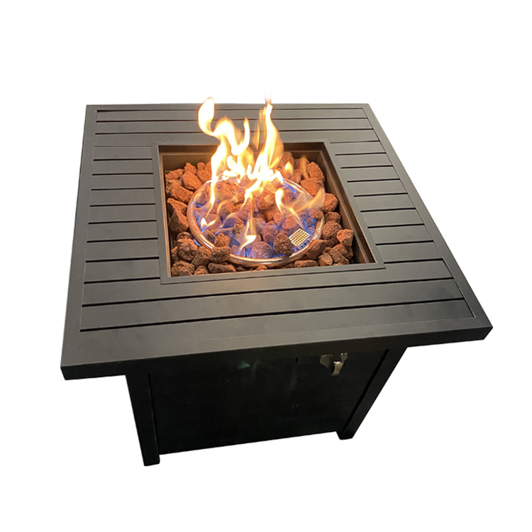28 Inch Square Outdoor Patio 50,000 BTU Firetable Propane Fire Table Metal Gas Fire Pit