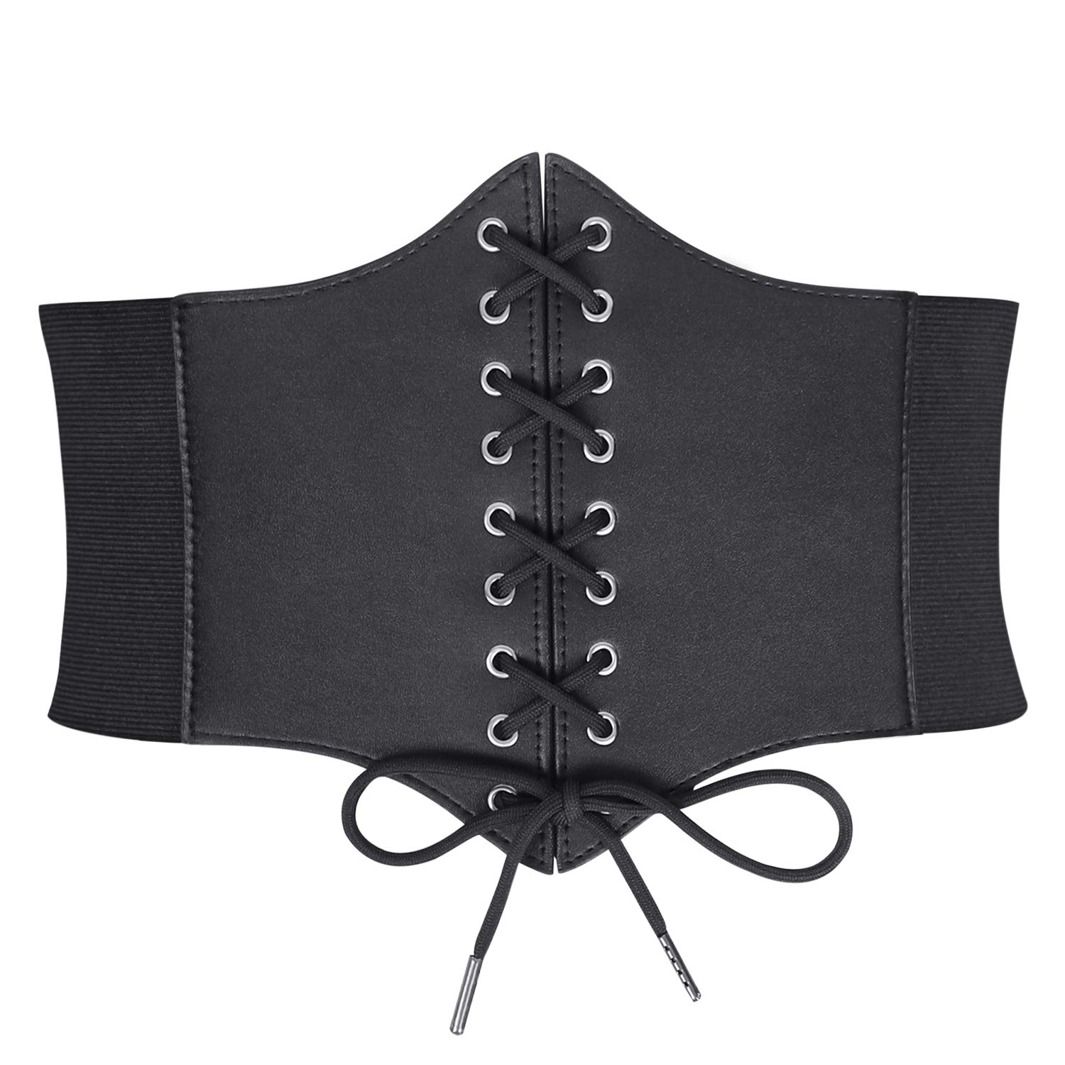 Custom Women's Lace-up Corset Elastic Waist Belt, Tied Waspie Wide Belt for Women Halloween Costume Z196