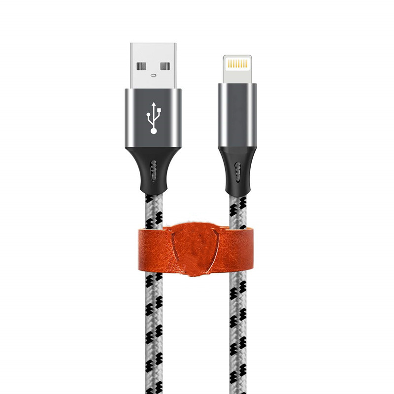 MFI Super Durable Steel Wire Braided Data Cable for Phone USB2.0 2.4A Fast Charge MFI certificate Cable