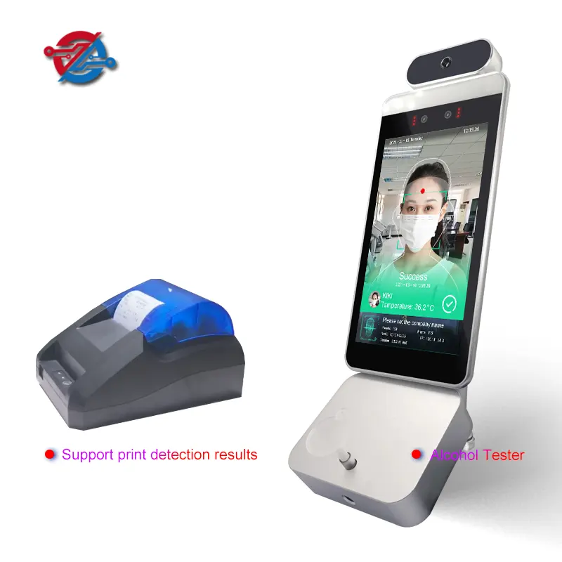 New Arrival Temperature Face Recognition Time Attendance Machine Breath Alcohol Tester With Printer
