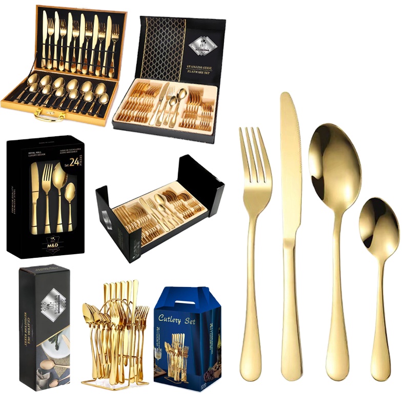 stainless steel tableware knife and fork 1010 Western food knife, fork and spoon 24 Set steak knife and fork gift set