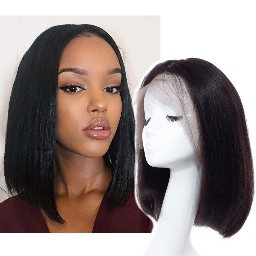 Letsfly Cheap Factory Price 13X4 natural black Peruvian straight bob wigs lace front closure wigs for black women