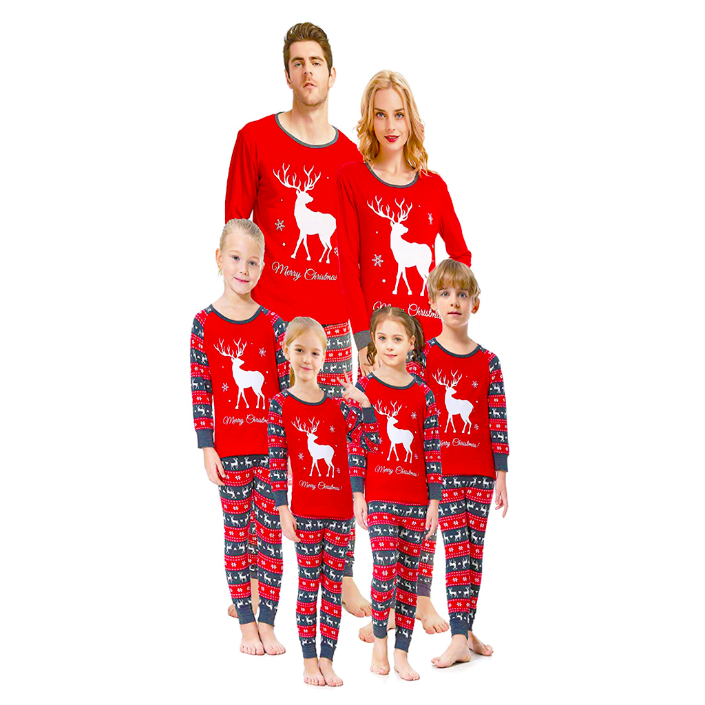 2021 wholesale women long pants family christmas casual family matching pajamas matching set