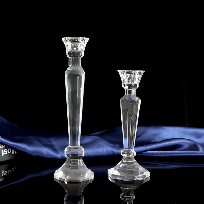 European-style Cylindrical Solid Transparent Crystal Candle Holder For Wedding Decoration